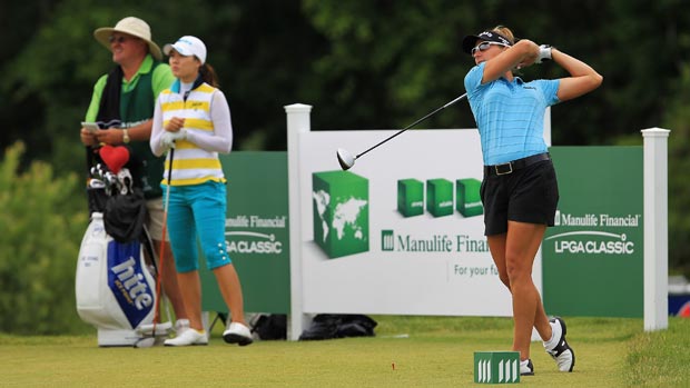 Brittany Lang and Hee Kyung Seo during the final round of the 2012 Manulife Financial LPGA Classic