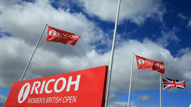 Tournament flags during the third round of the RICOH Women's British Open