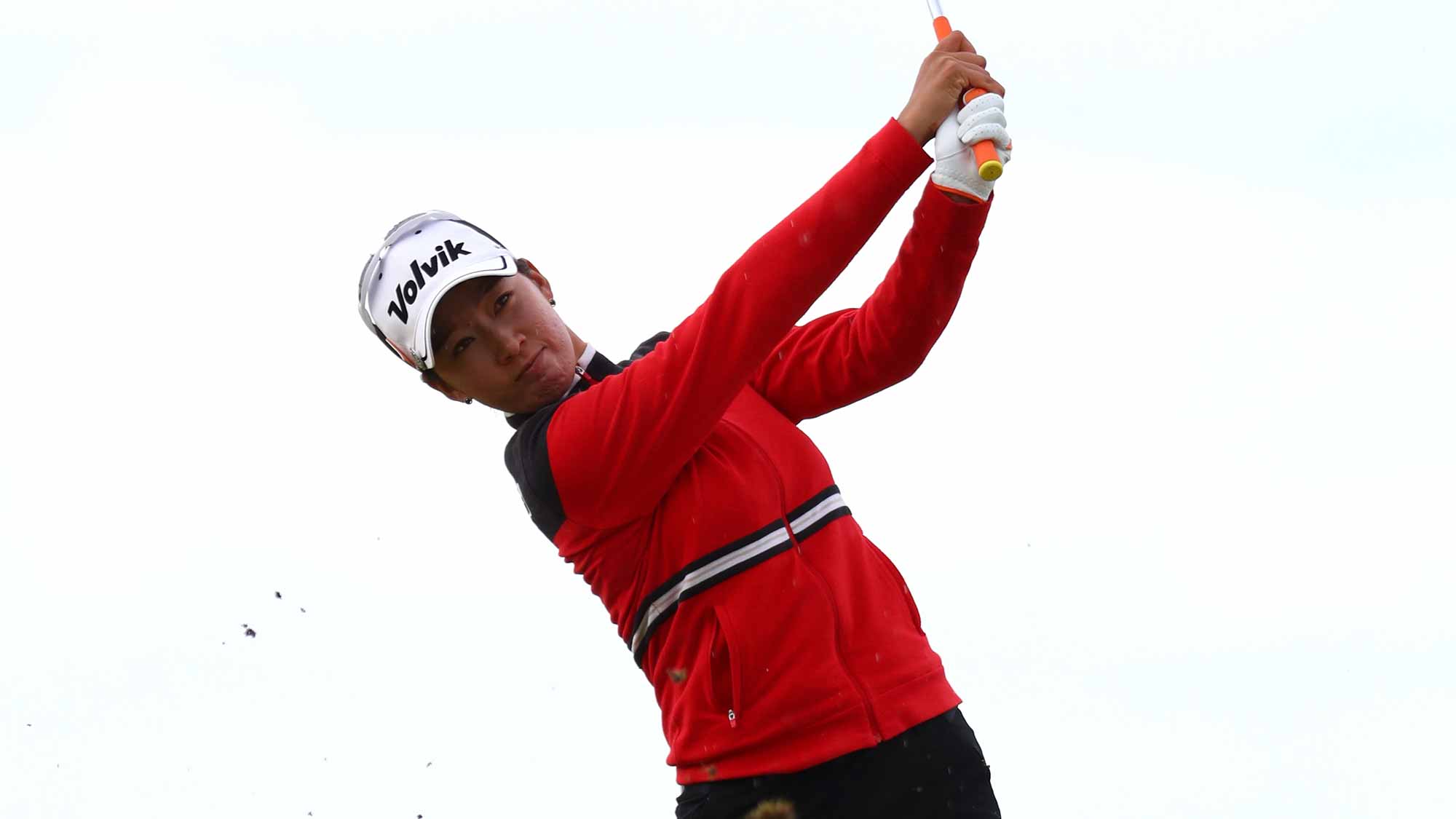 Chella Choi of Korea hits her second shot on the 4th hole during the third round of the Ricoh Women's British Open at Kingsbarns Golf Links