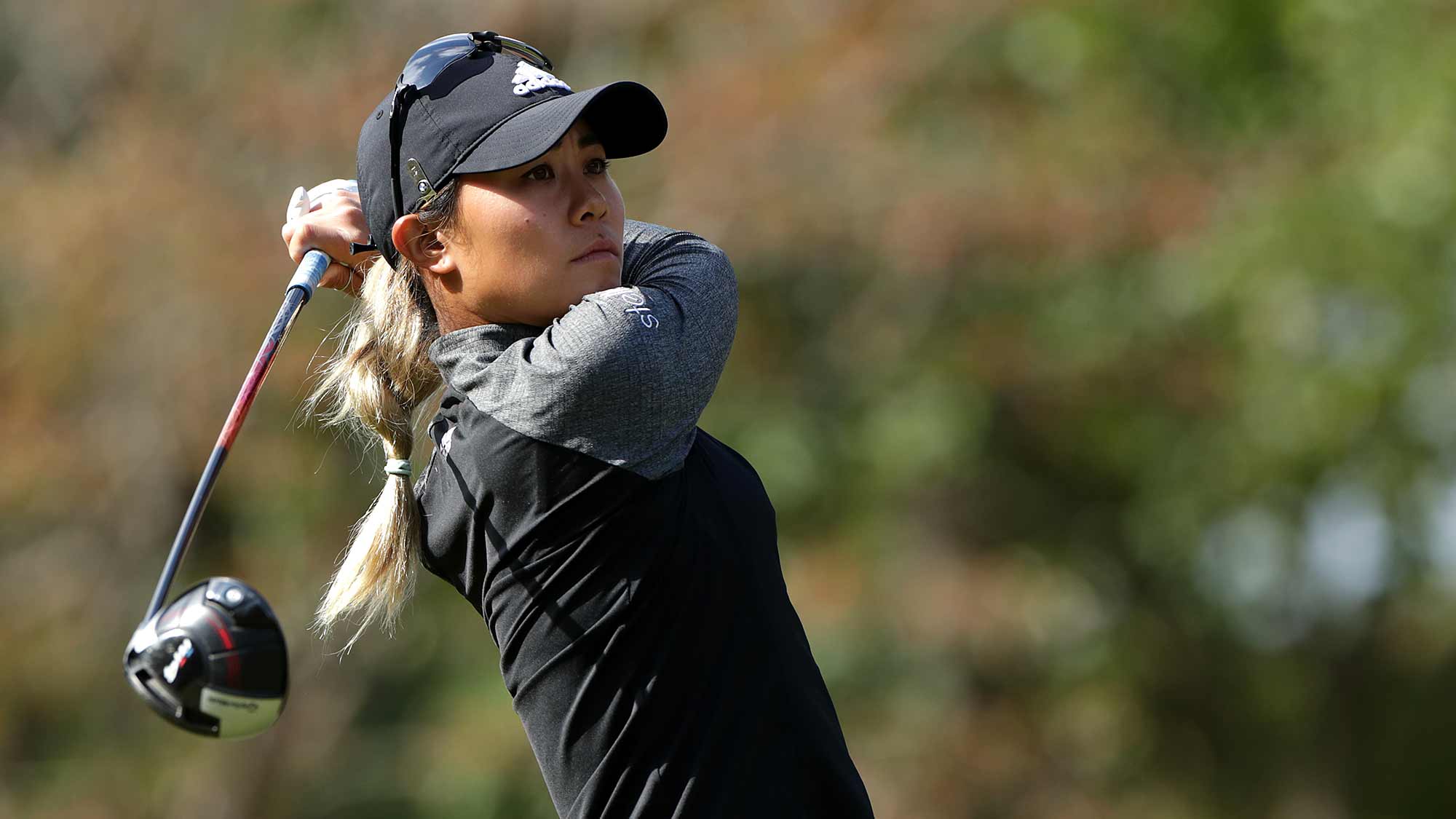 Danielle Kang of USA drives from a tee on the second hole during Round 2 of 2019 BMW Ladies Championship at LPGA International Busan on October 25, 2019 in Busan, Republic of Korea