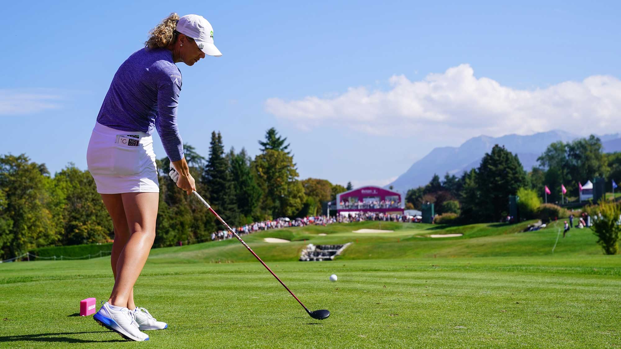 Amy Olson of USA plays a shot during the third round of The Evian Championship