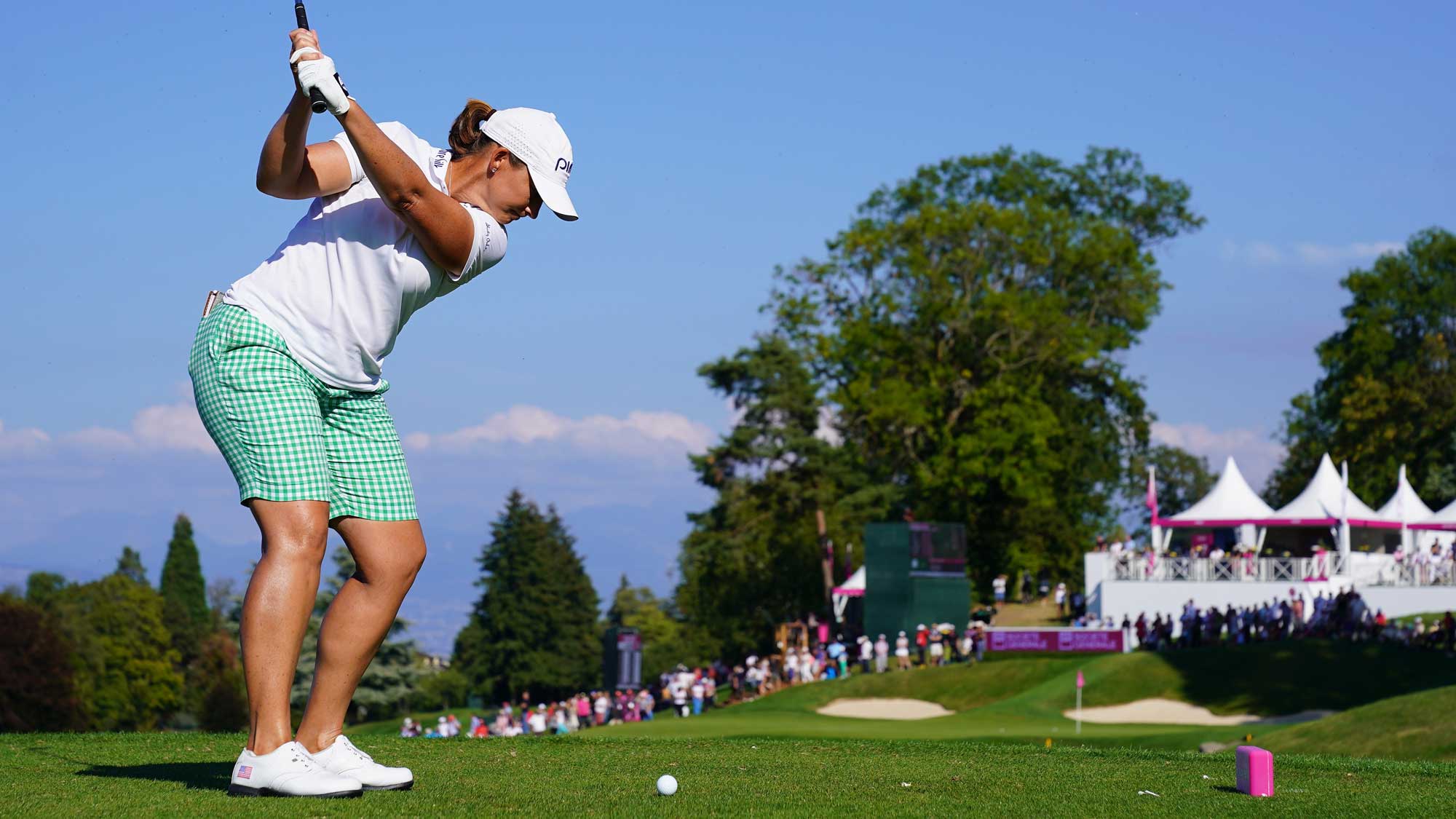Angela Stanford of USA plays a shot during the third round of The Evian Championship