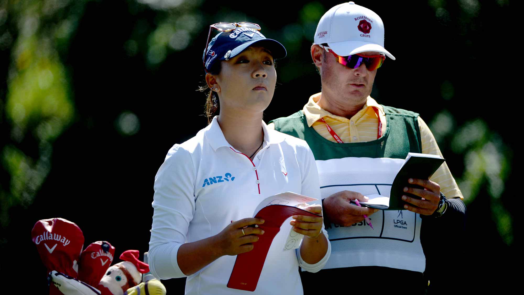 Lydia Ko of New Zealand looks on the 2nd hole with caddie during Round Three of the KIA Classic