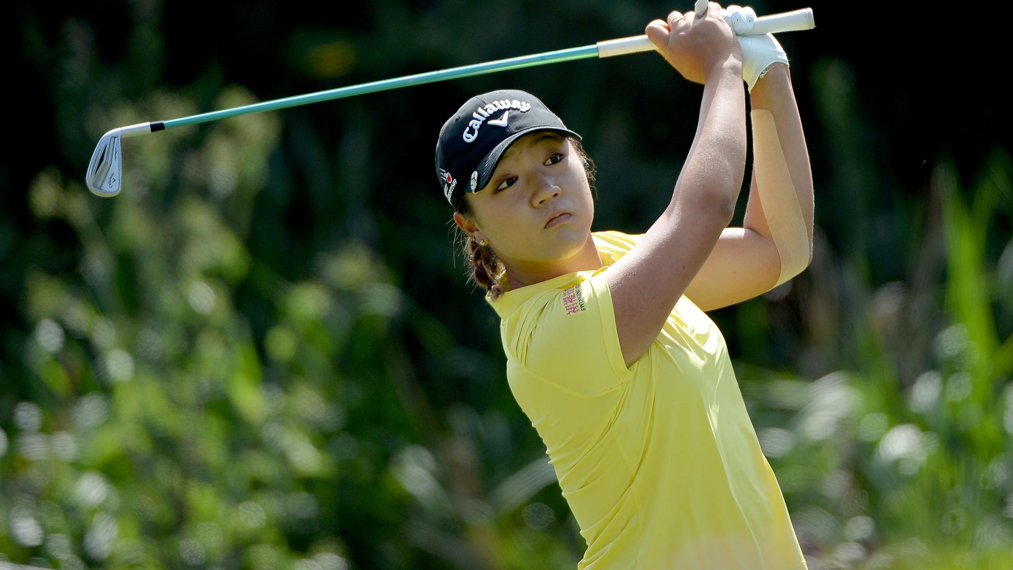 Lydia Ko of New Zealand tees off the third hole during the final round of the KIA Classic
