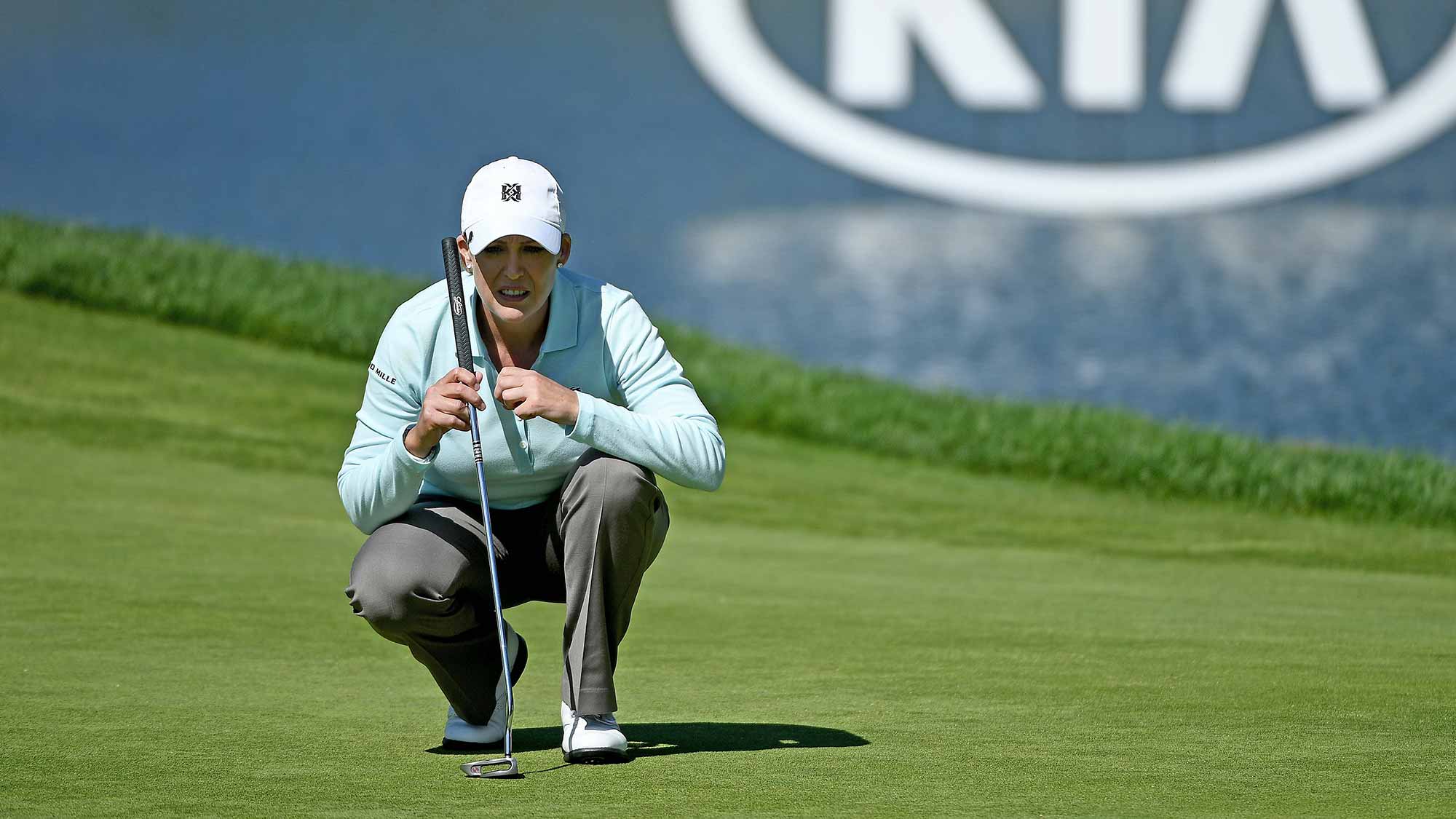 Cristie Kerr lines up her putt on the 16th green during the 2nd Round of the KIA Classic at the Park Hyatt Aviara Resort