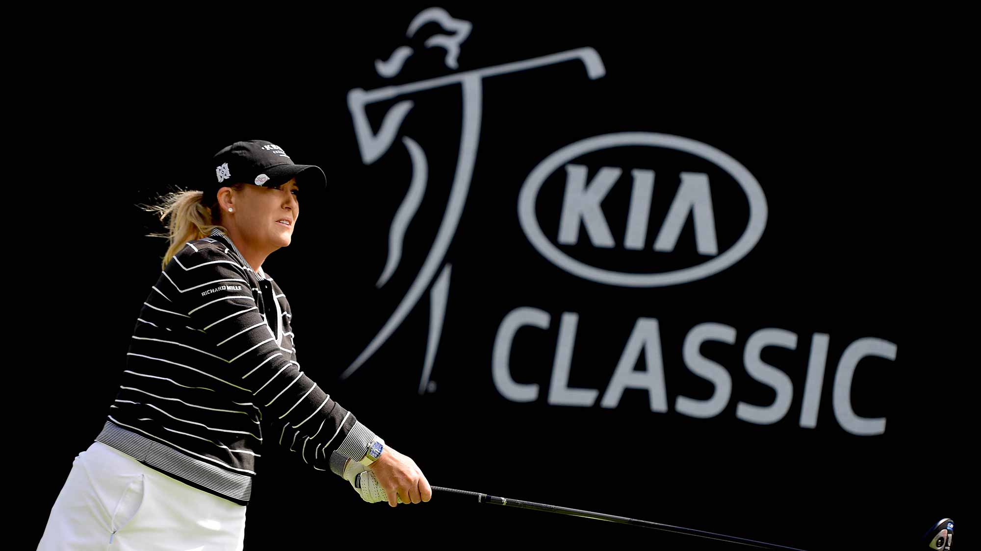 Cristie Kerr tees off the 1st hole during Round Three of the LPGA KIA CLASSIC at the Park Hyatt Aviara golf course on March 24, 2018 in Carlsbad, California