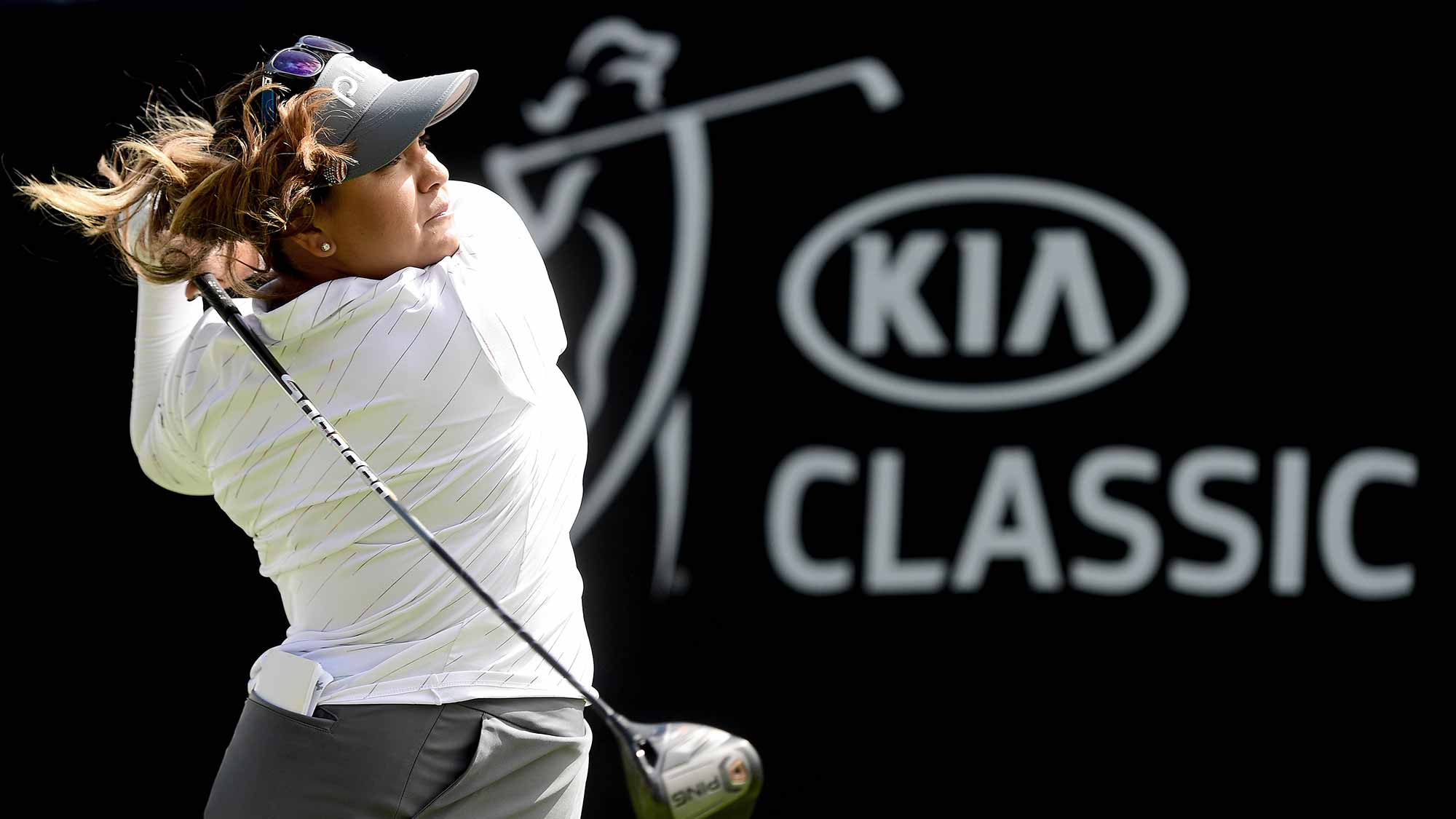 Lizette Salas tees off the 1st hole during Round Three of the LPGA KIA CLASSIC at the Park Hyatt Aviara golf course on March 24, 2018 in Carlsbad, California