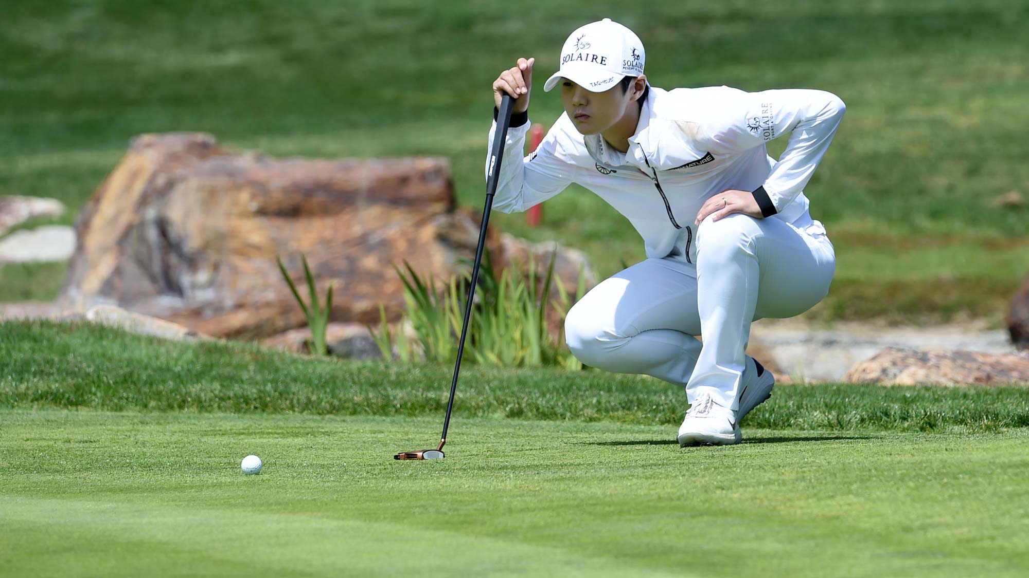Sung Hyun Park of Korea lines up a putt on the eighth hole during the second round of the Kia Classic