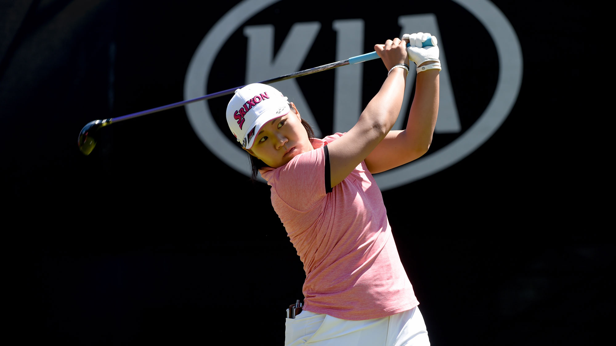 Nasa Hataoka of Japan hits her tee shot on the first hole during the third round of the Kia Classic