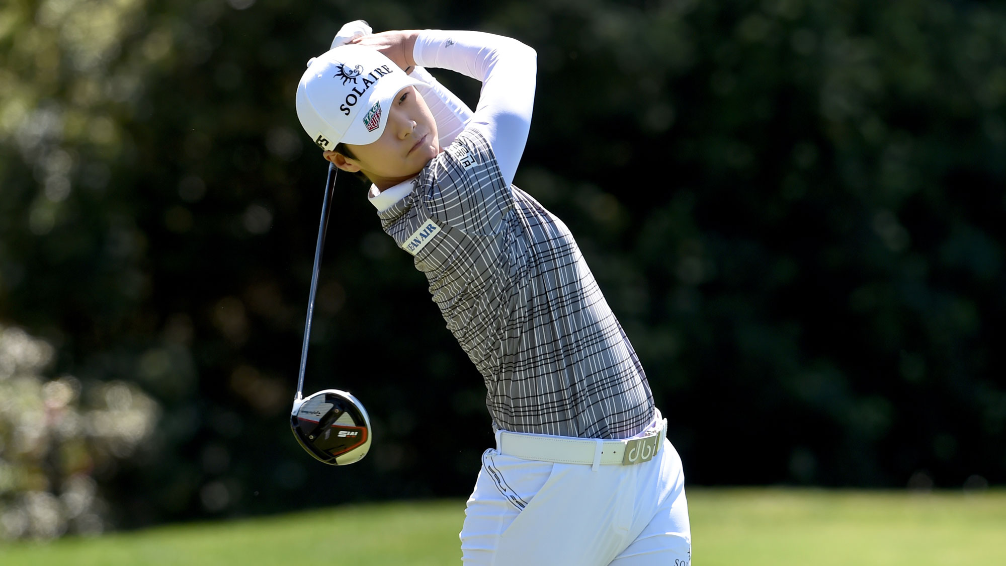 Sung Hyun Park of Korea hits his tee shot on the fourth hole during the third round of the Kia Classic
