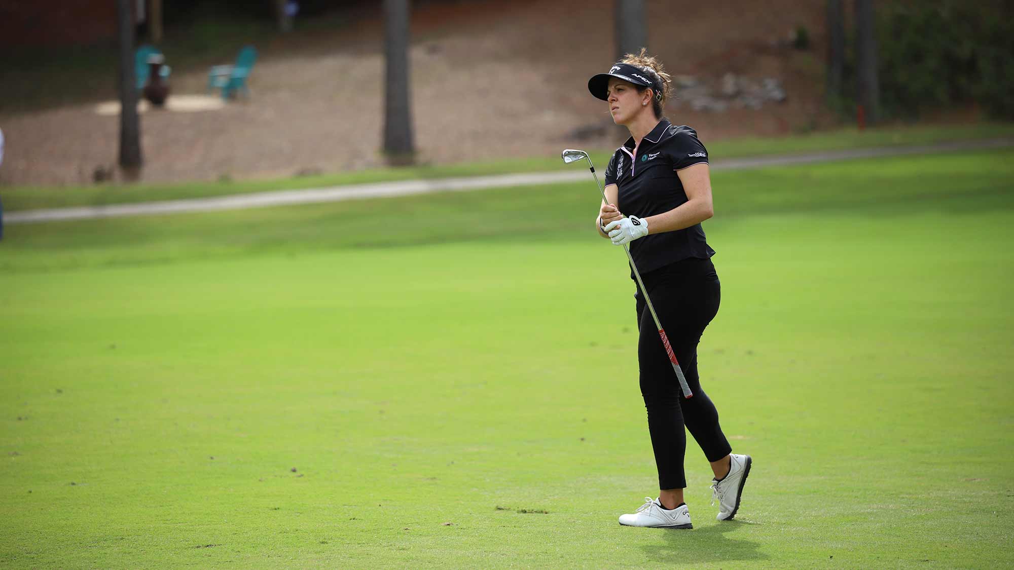 Emma Talley watches a shot during the third round of the 2019 LPGA Q-Series at Pinehurst Resort