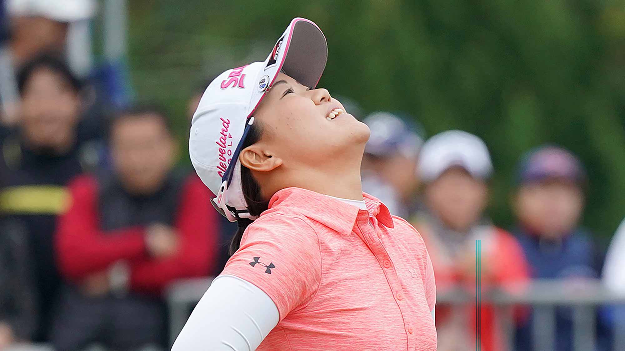 Nasa Hataoka of Japan reacts after winning the TOTO Japan Classic at Seta Golf Course on November 04, 2018 in Otsu, Shiga, Japan
