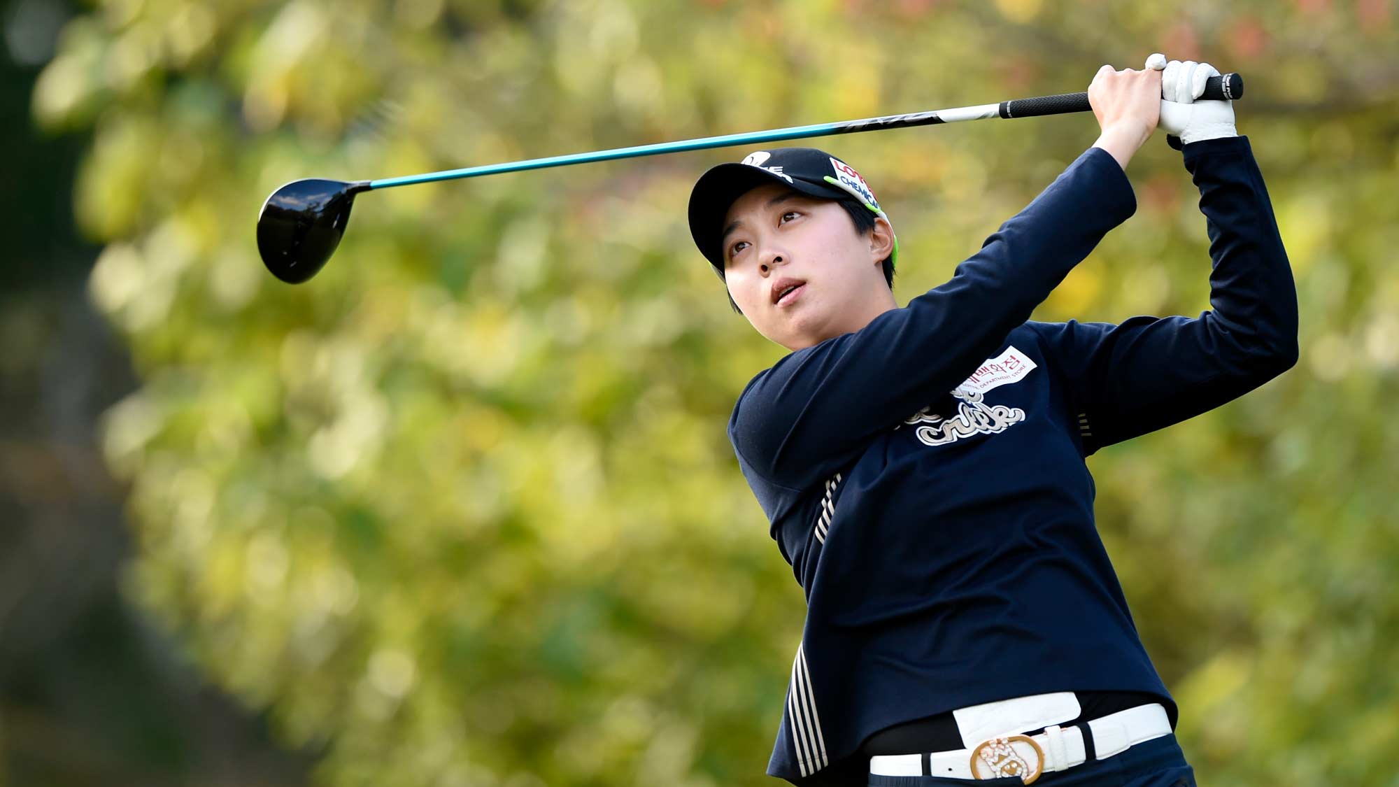 Hyo Joo Kim hits fairway wood at the first round of the 2019 TOTO Japan Classic